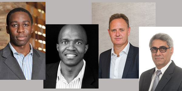 (l-r) Profs Liberty Mncube, Mzukisi Qobo, Dr Kenneth Creamer and Prof. Imraan Valodia (l-r) Profs Liberty Mncube, Mzukisi Qobo, Dr Kenneth Creamer and Prof. Imraan Valodia